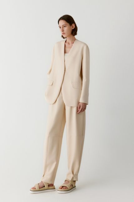 Straight-leg belted wool trousers