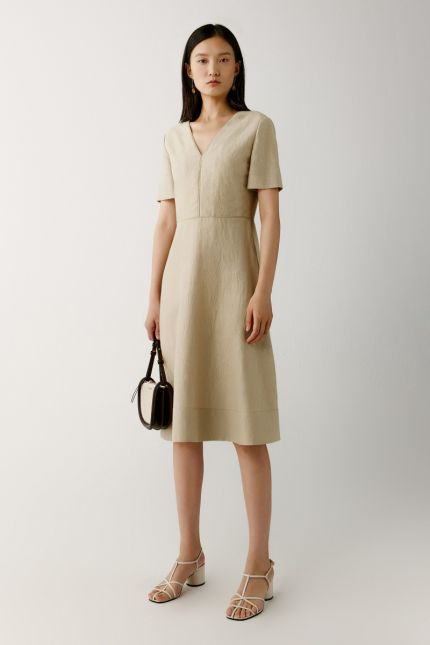 Cinched cotton and silk dress