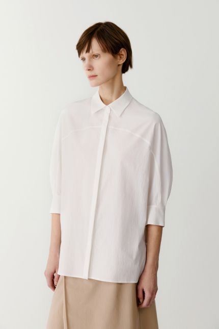 Cotton and silk shirt with continuous sleeves