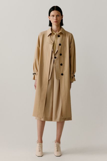 Worsted Wool Trench Coat