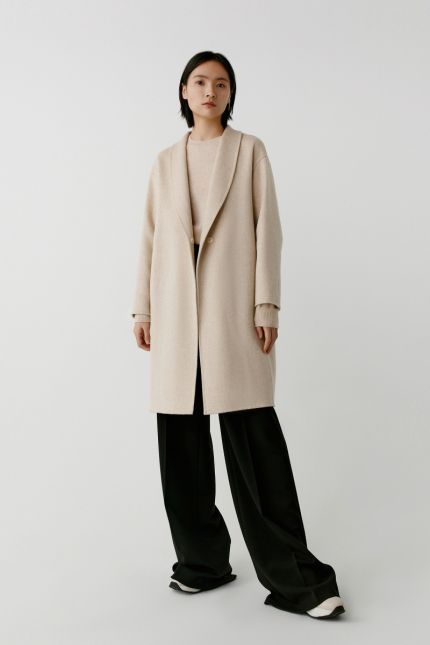  Shawl collar cashmere coat