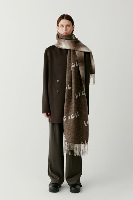 Oversized double face wool and cashmere scarf
