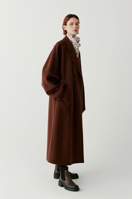 Long double face wool and cashmere coat