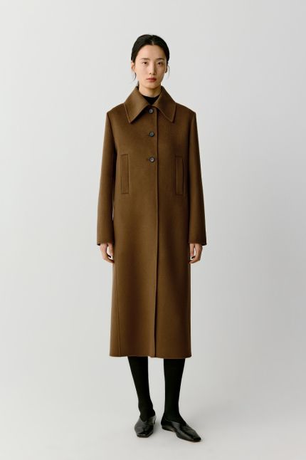 Long double face wool and cashmere coat