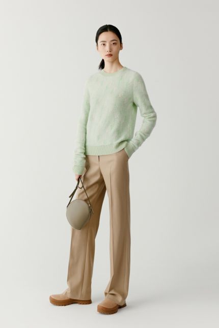 High-waisted wool gabardine trousers