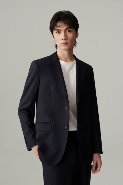 Straight-fit merino wool blazer