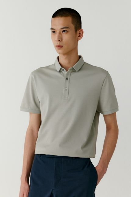 Straight-fit cotton piqué polo shirt