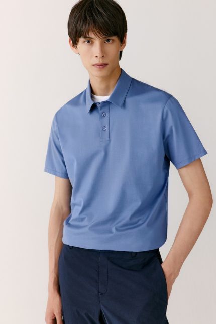 Straight-fit cotton and silk-blend polo shirt