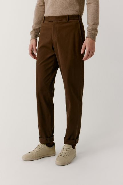 Tapered stretch cotton pants