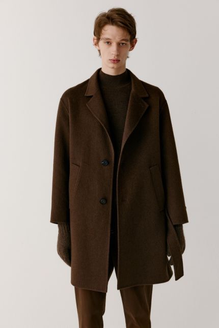 Loose fit double face yak wool coat