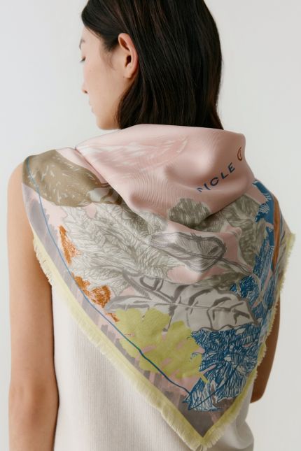 Leaf Life printed silk scarf