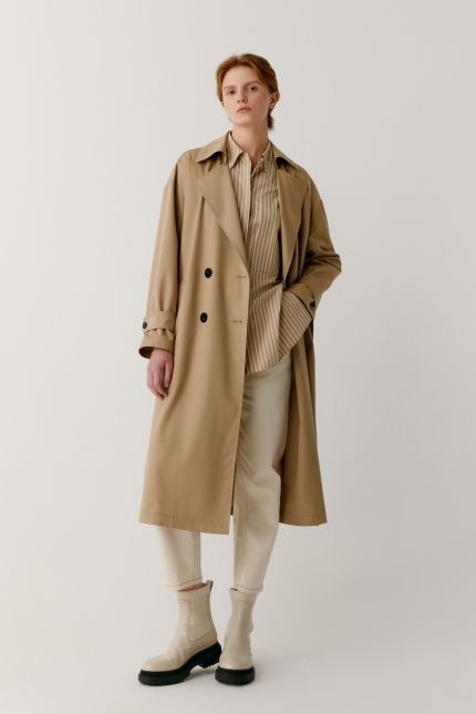 Oversized wool and silk-blend trench coat