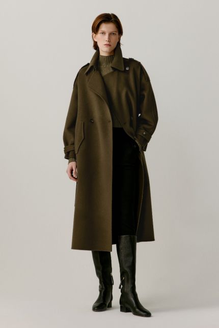 Double Faced Wool and Cashmere Windbreaker Coat