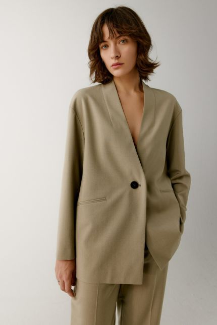 Non-collar wool jacket