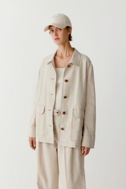 Oversized cotton and linen jacket