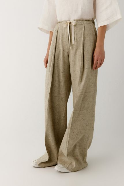Loose-fit hemp and silk blend pants