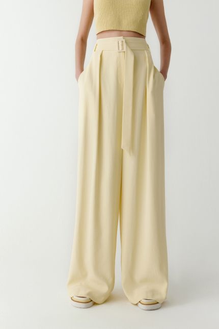 Silk crepe pleated trousers