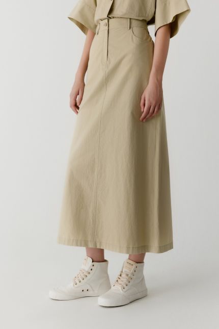 Cotton twill long skirt