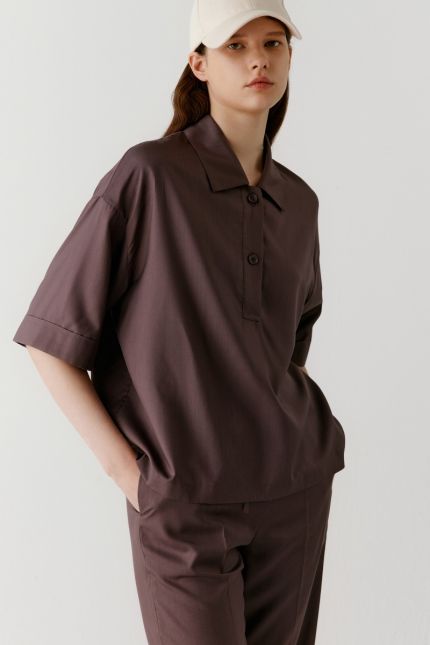 Silk short-sleeved blouse