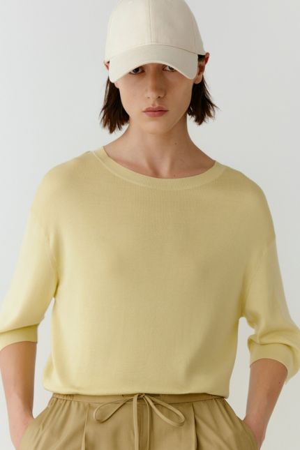 Three-quarter sleeves silk sweater