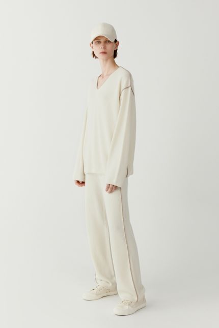 Wide-leg cashmere trousers