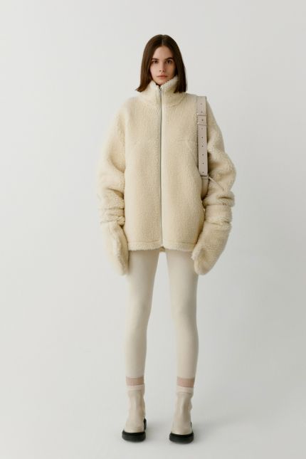 Natural wool-blend fleece jacket