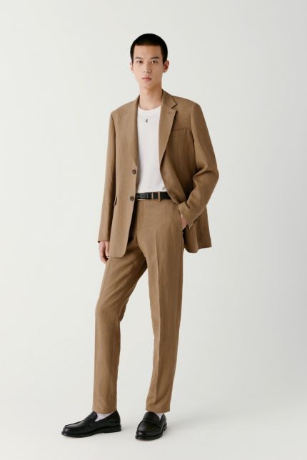 Carrot fit linen trousers