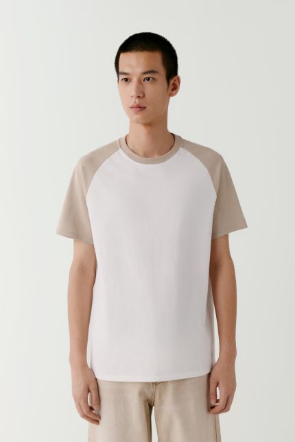 Cotton jersey t-shirt with raglan sleeves