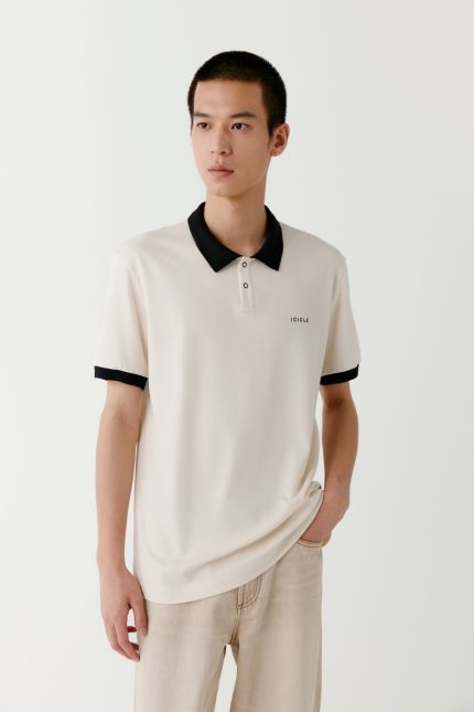 Two-tone cotton polo shirt