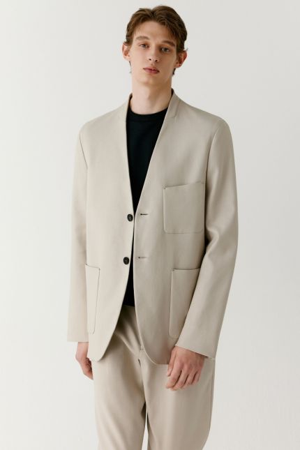 Collarless cotton jacket