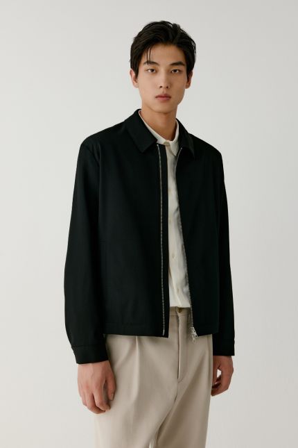 Straight-fit wool bomber jacket