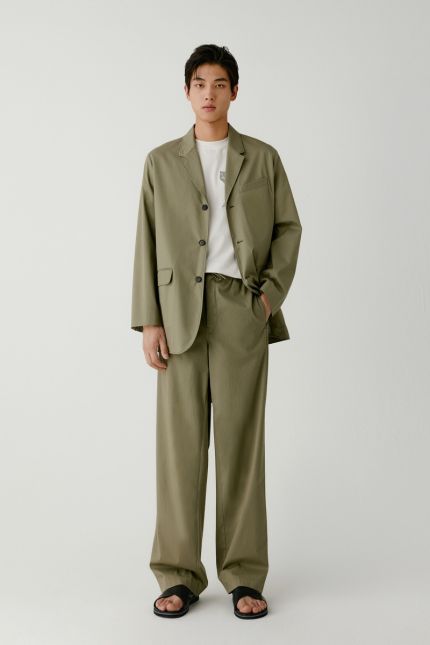 Straight-leg cotton and silk-blend trousers