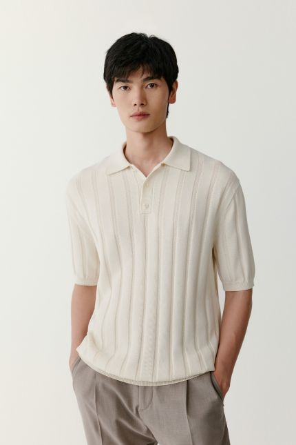Short-sleeved cotton and silk jumper
