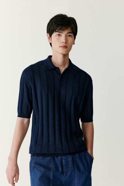 Short-sleeved cotton and silk jumper