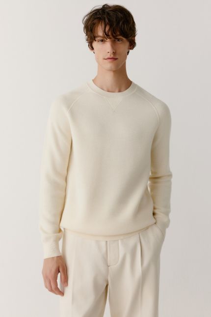 Textured wool crewneck sweater