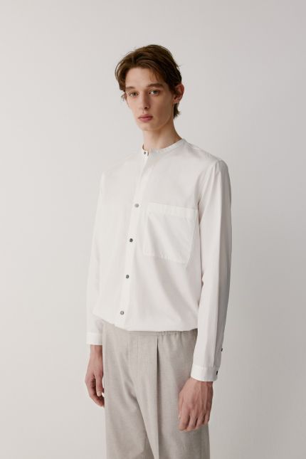 Collarless cotton shirt