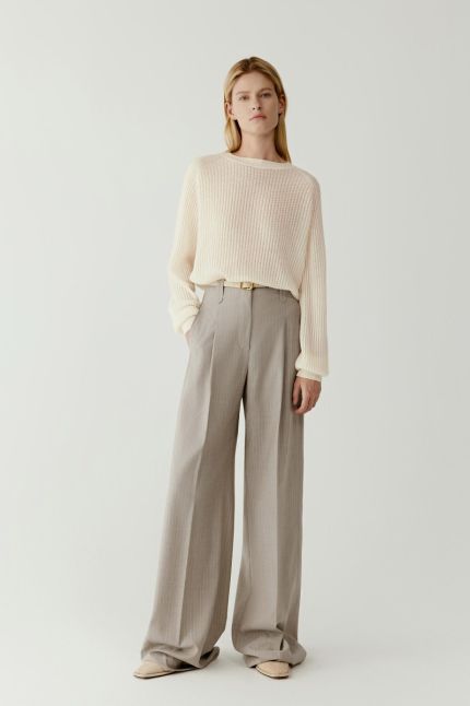 Wide leg wool trousers