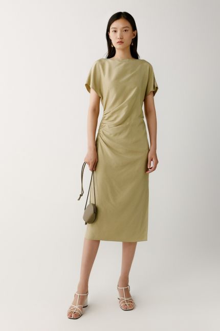 Ruched cap-sleeve dress