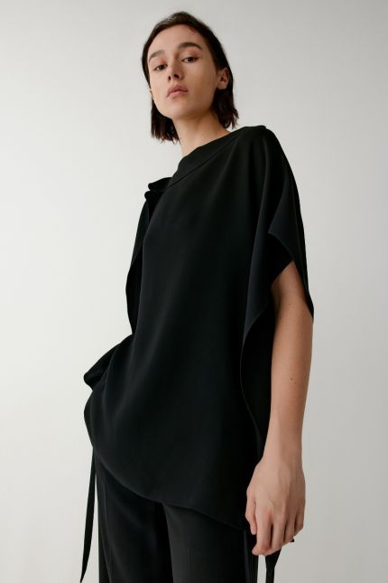 Asymmetrical silk crepe blouse