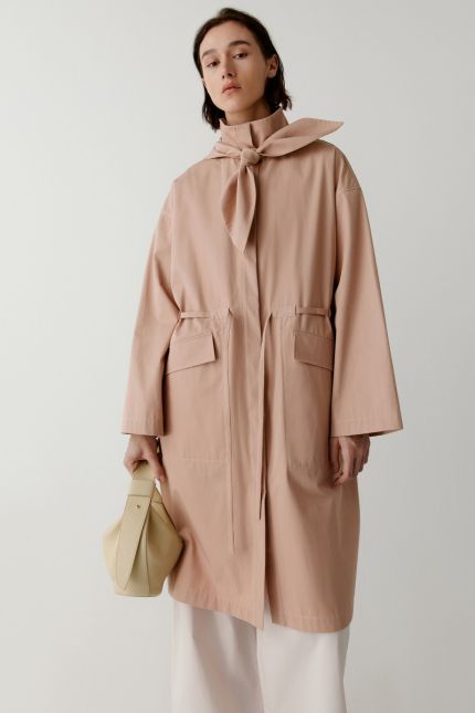 Stand-up collar ICICLE Dew trench coat with an integrated belt