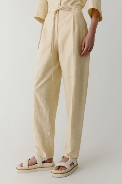 Jacquard trousers with an adjustable waist