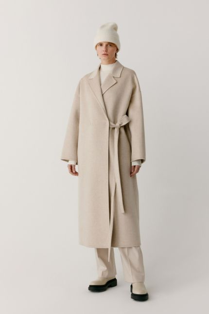 Belted double-faced cashmere coat