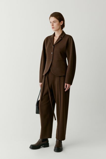 Loose fit double face wool trousers