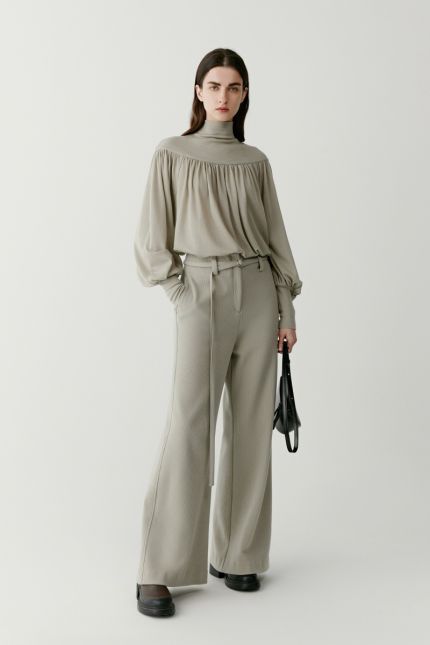 Flared wool and cotton corduroy trousers