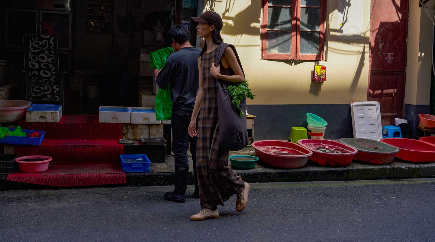 woman walking in dress