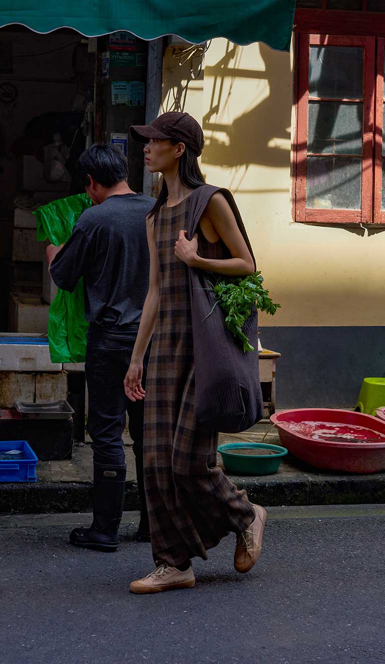 woman walking in dress