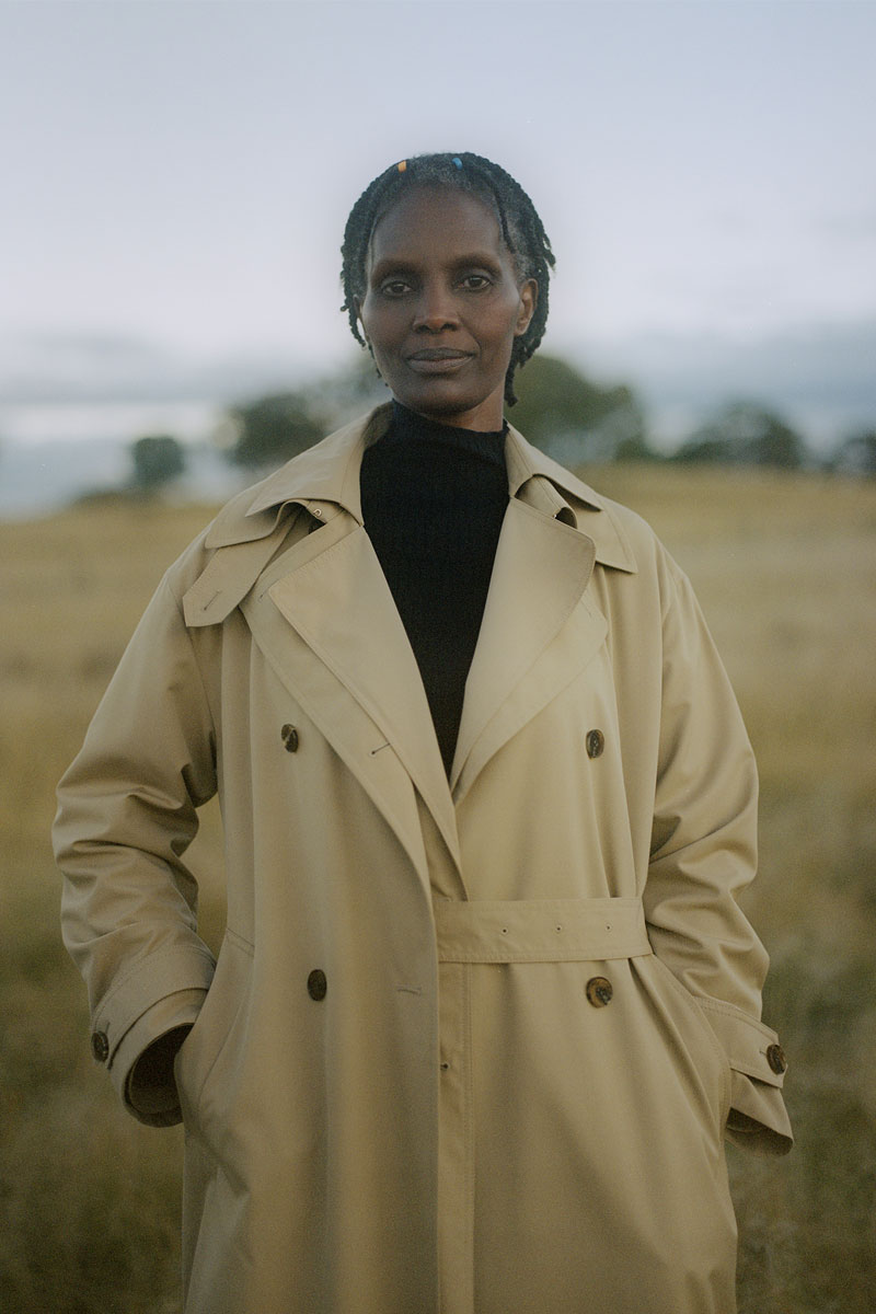 woman in trench coat